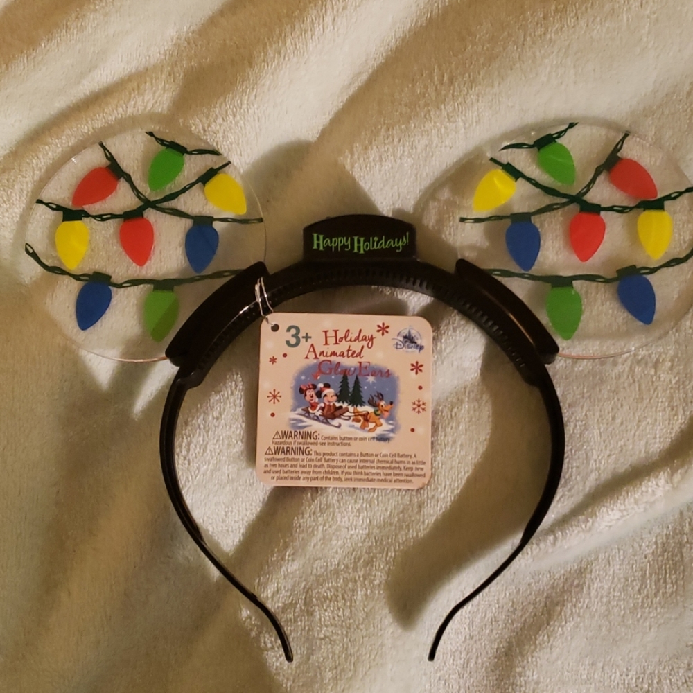 NWT Disney parks holiday animated glow ears